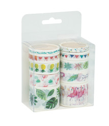 Set bandă adezivă decorativă "Flamingo", 10 rolls x 2 m